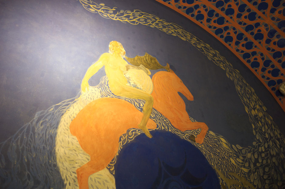 Detail Deckengemälde im Fürstenzimmer des Hochzeitturmes auf der Mathildenhöhe in Darmstadt - Foto: Max Teschner