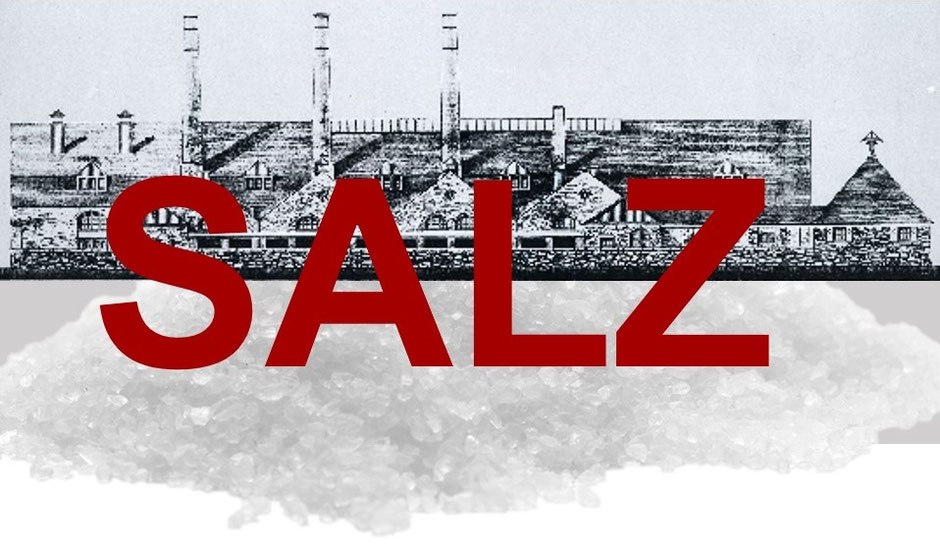 Picknick mit Experten zum Thema Salz am 30.03.2019, Schwarz-Weiß-Zeichnung der ehemaligen Saline von Wilhelm Jost