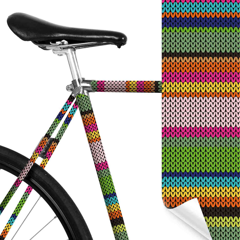 Fahrrad Folie, Strickmuster, Urban Knitting, Pink, Grün