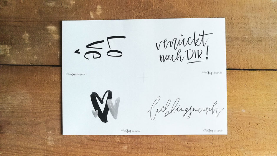 Freebie Valentinskarte Handlettering Postkarte