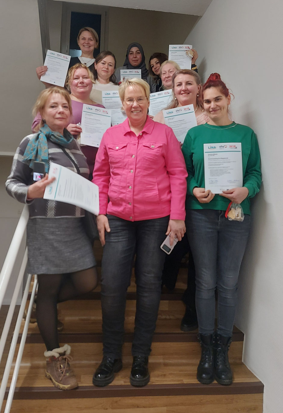 Erfolgreicher Abschluss des Sprachcoachings - glückliche Teilnehmerinnen