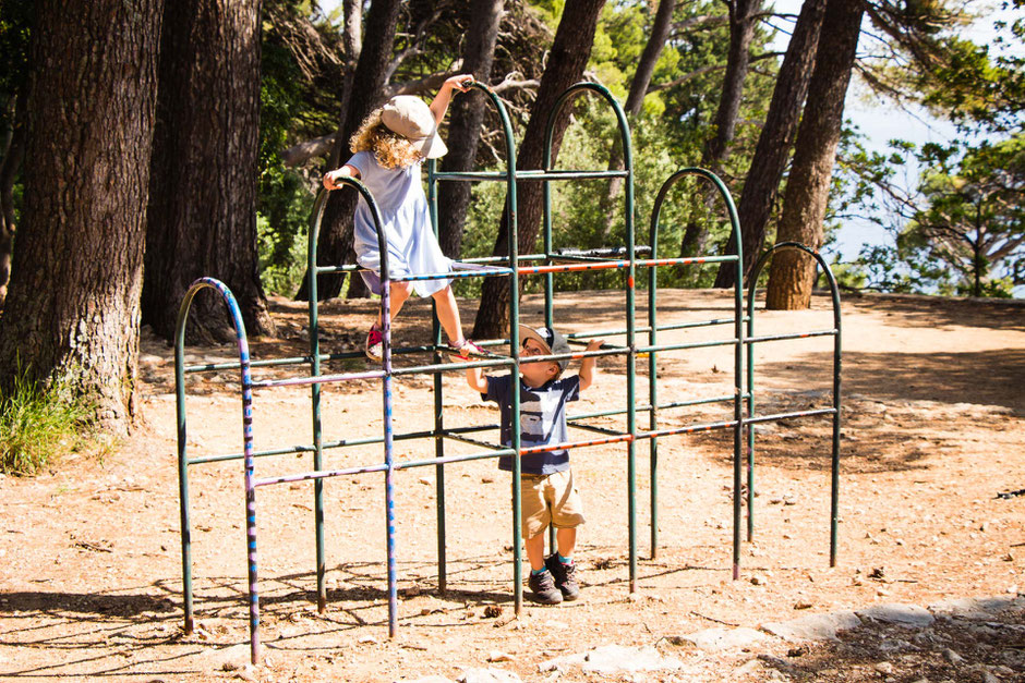 Gradac Park in Dubrovnik Croatia with a toddler and preschooler