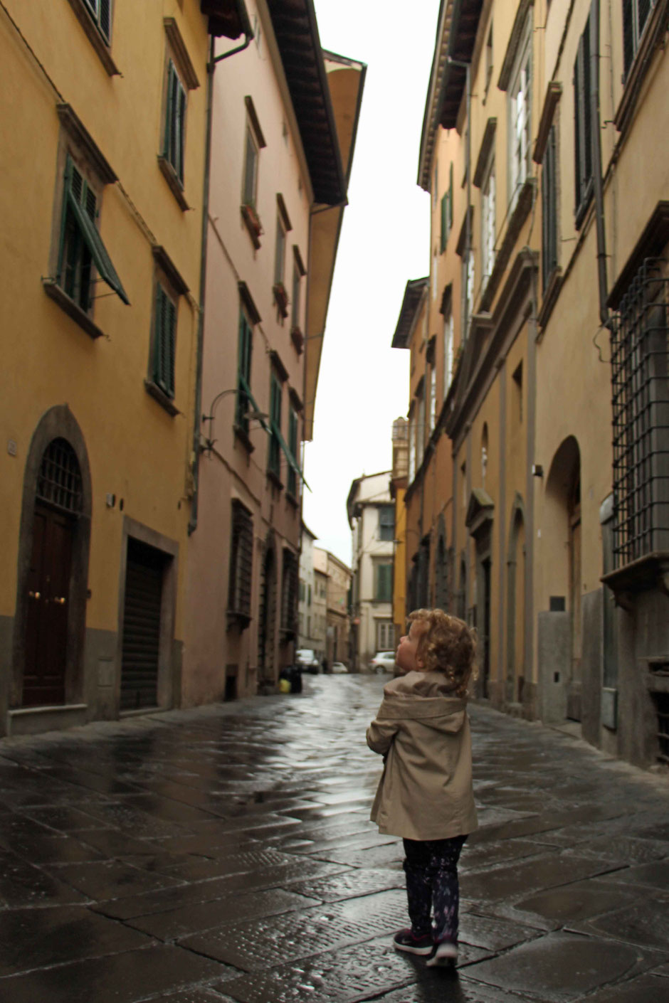 Cobblestone streets in Lucca Italy