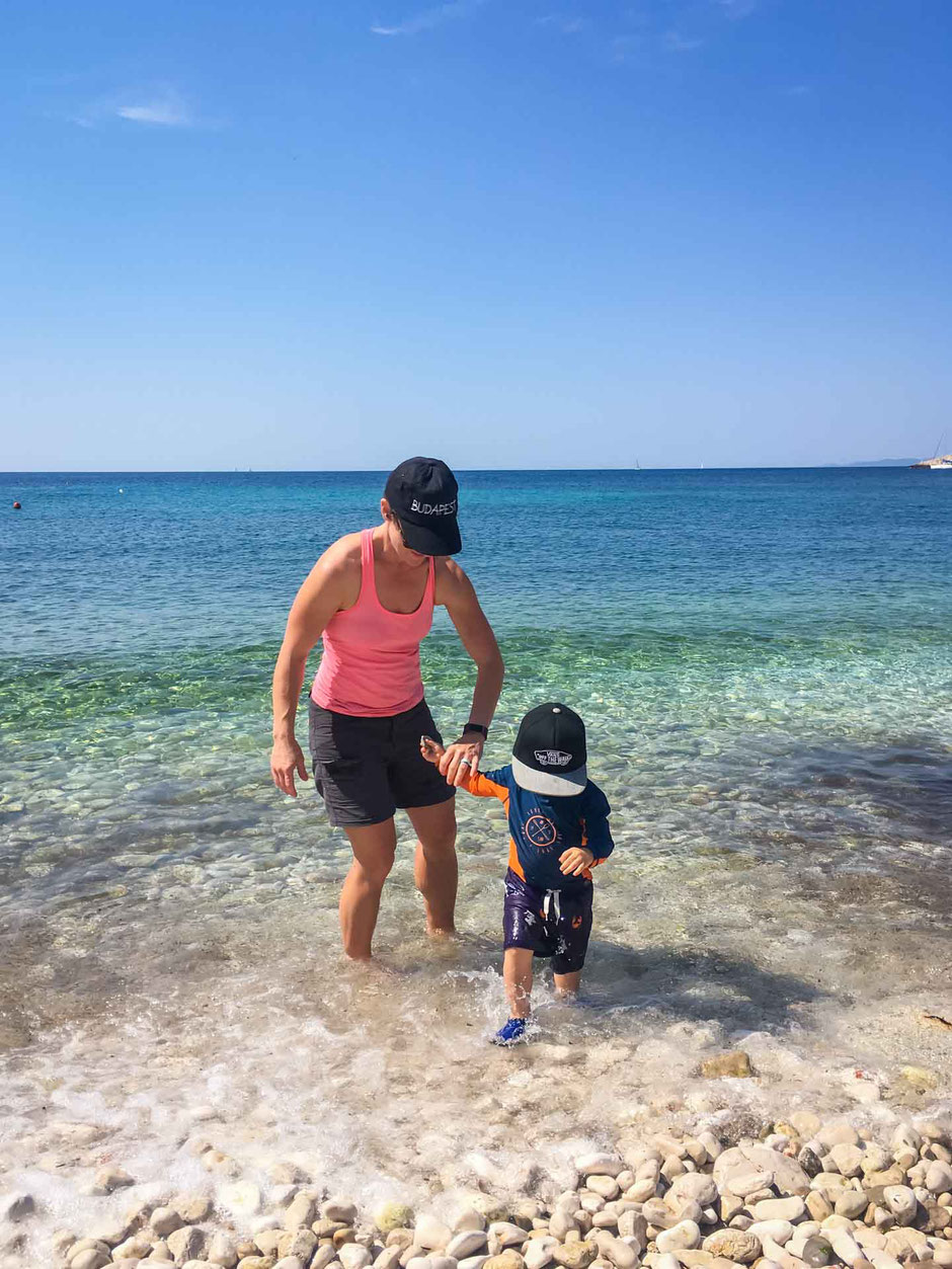 Playing on Milna Beach Hvar Croatia with Kids