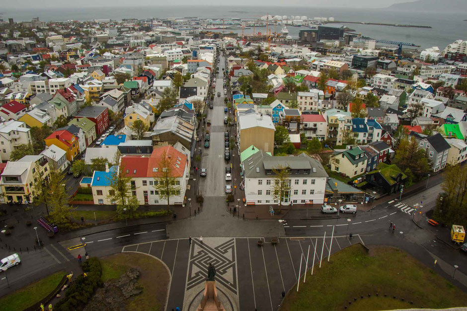 View from Lutheran church Hallgrimskirkja in Reykjavik Iceland