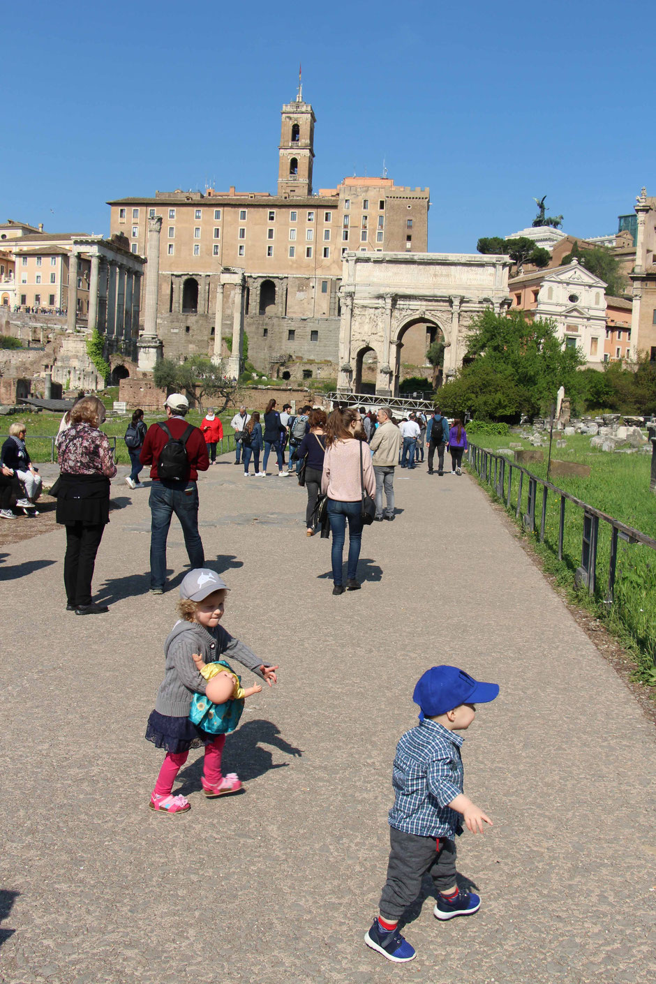 Palatine Hill Roman Forum Rome with children