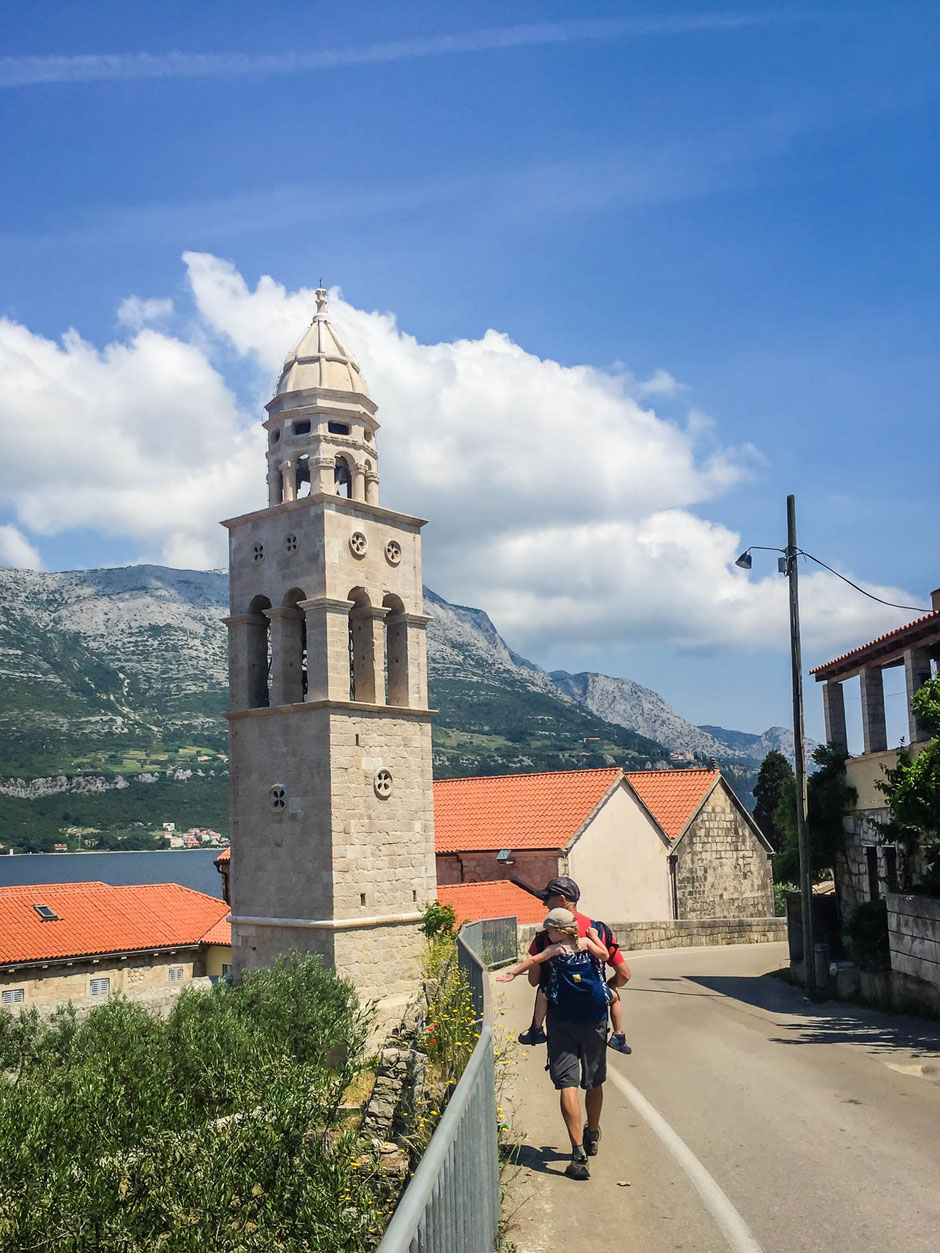 Walking back to Korcula Old Town from Kocje Protected Area in Croatia with Kids