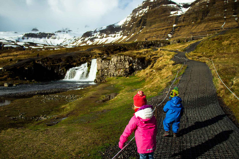 Kirkjufellsfoss Snaefellsnes Peninsula Iceland with kids