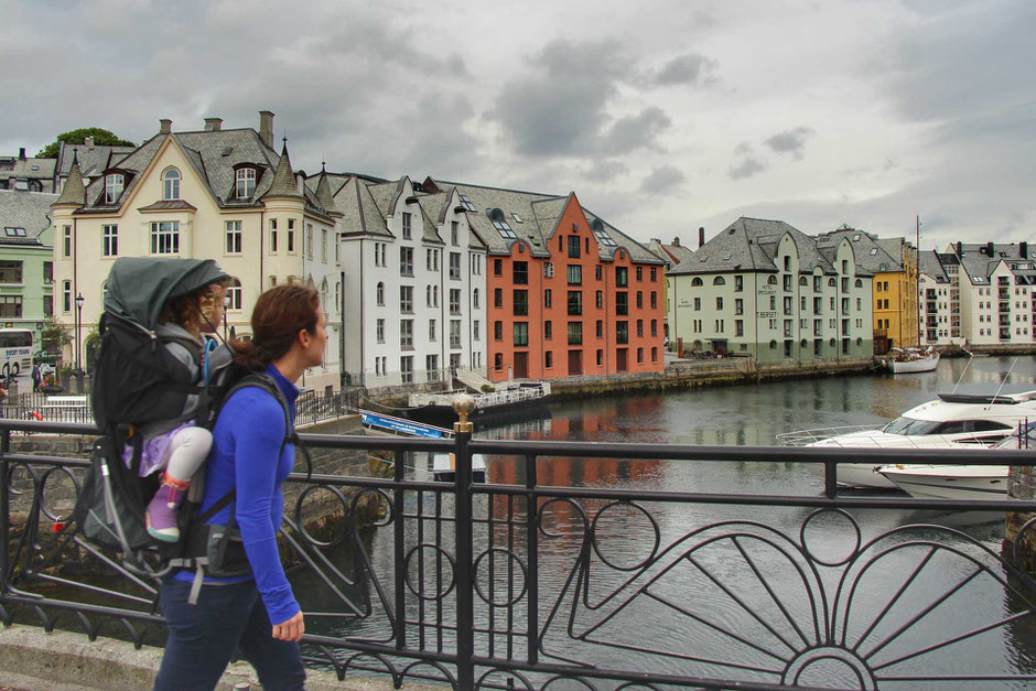 Walking in Alesund Norway with kids