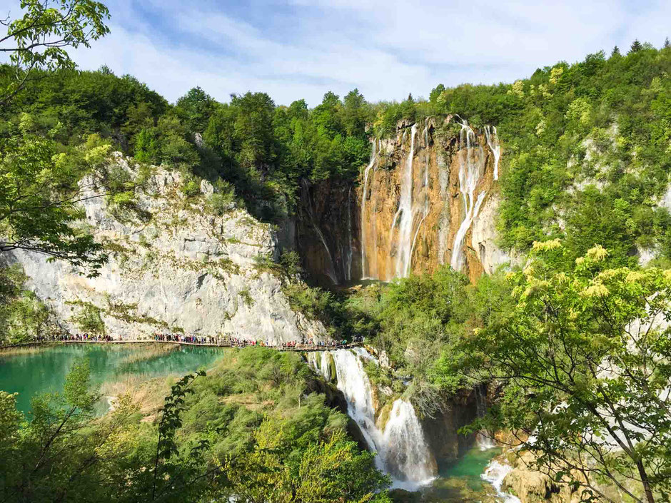 View of Veliki Slap waterfall at Plitvice Lakes Croatia