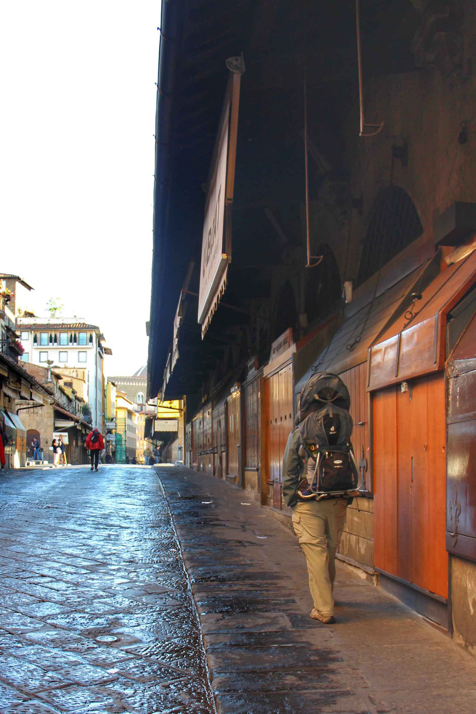 Walking across Ponte Vecchio Florence Italy With a Toddler