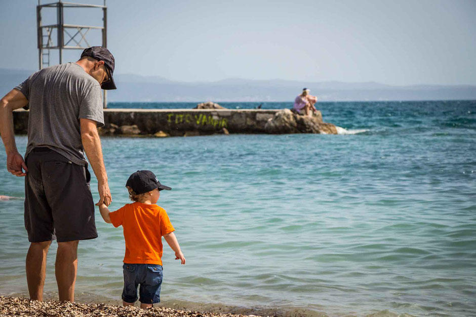 Ovcice Beach in Split Croatia with toddler