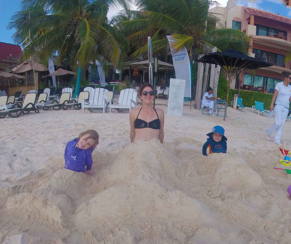 6 Best Public Family Beaches in Playa del Carmen - Off Resort - Calle 4-6 - family fun in the sand - mermaid tails