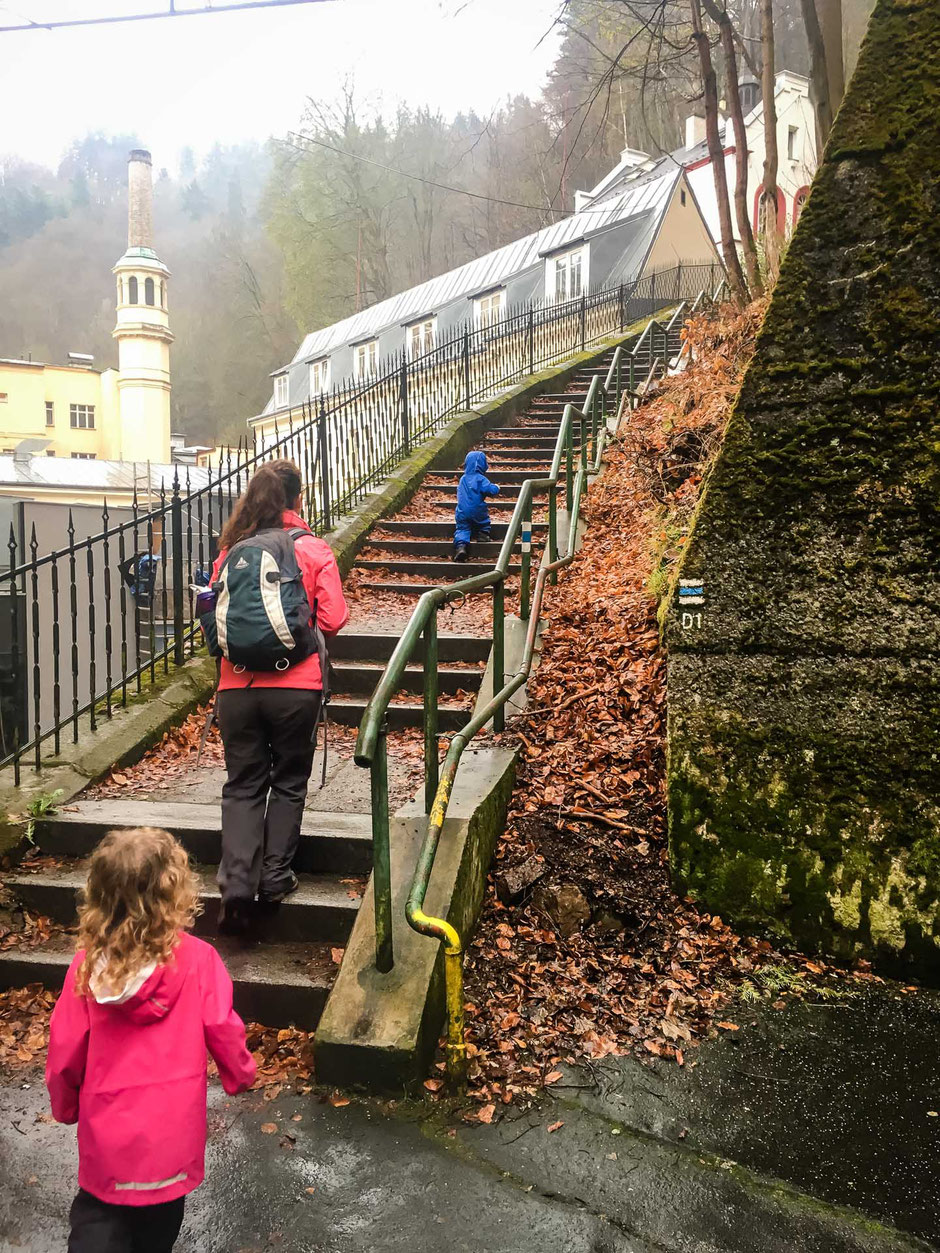 Hiking up to Diana Lookout in Karlovy Vary Czech Republic