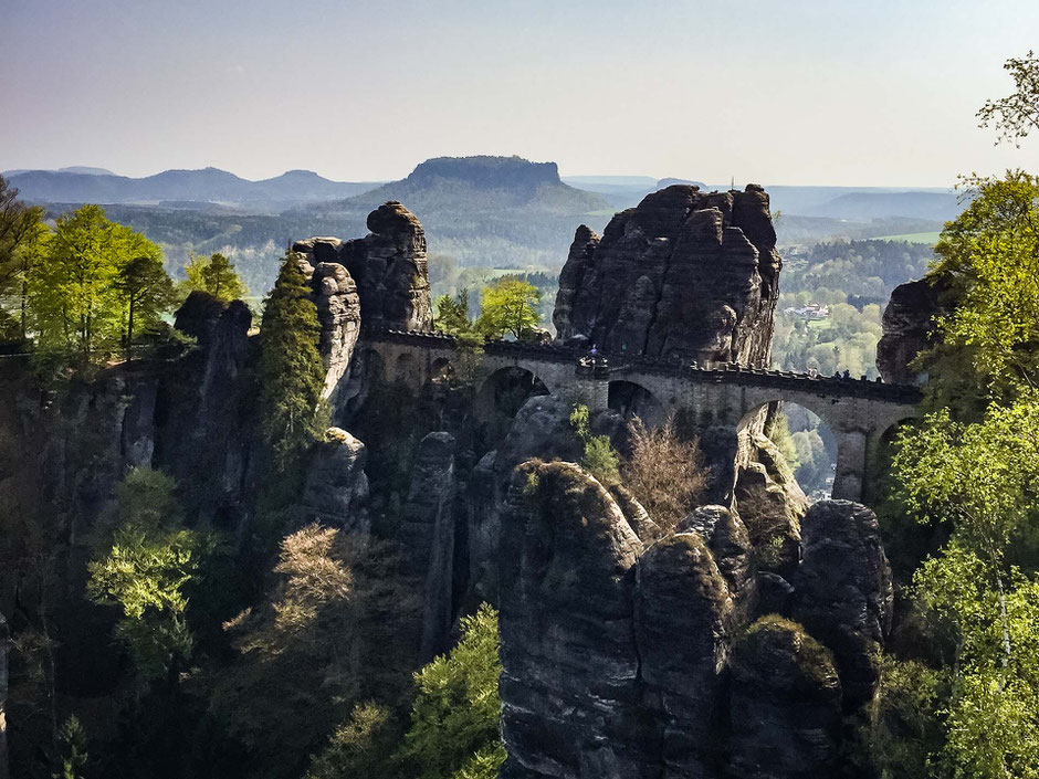 Bastei Bridge in Saxon Switzerland in Germany