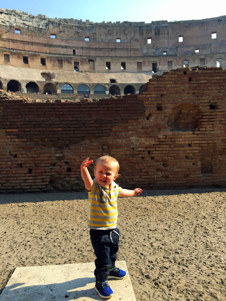 12 Reasons Why Europe Is the Best Place to Travel with Your Kids - Kids pretending at the Colosseum, Rome