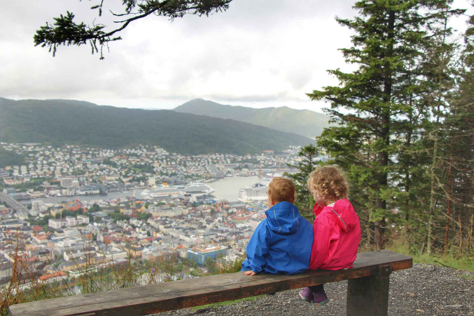 View of Bergen from Mt Floyen in Norway