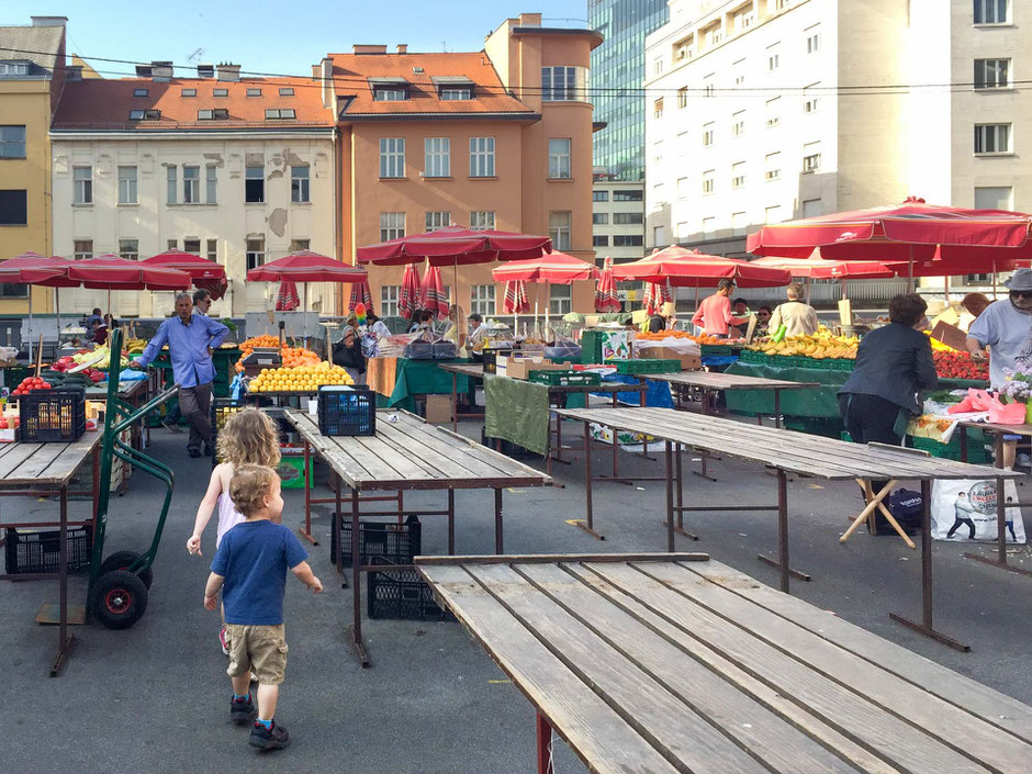 Dolac Market Zagreb Croatia with kids