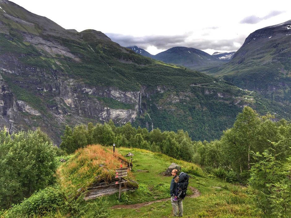 Homlongsaetra dairy farm view in Geirangerfjord Norway