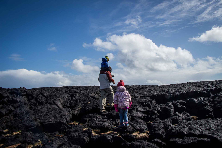 Londrangar Cliffs near Malariff Lighthouse in Iceland with kids