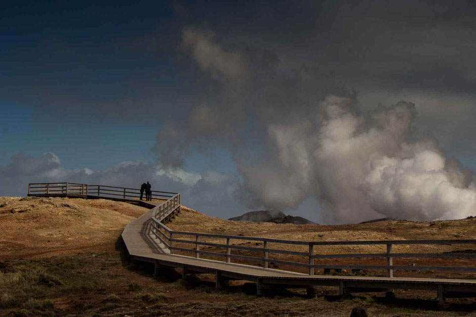 Gunnuhver Geothermal Area near Reykjavik Iceland with kids