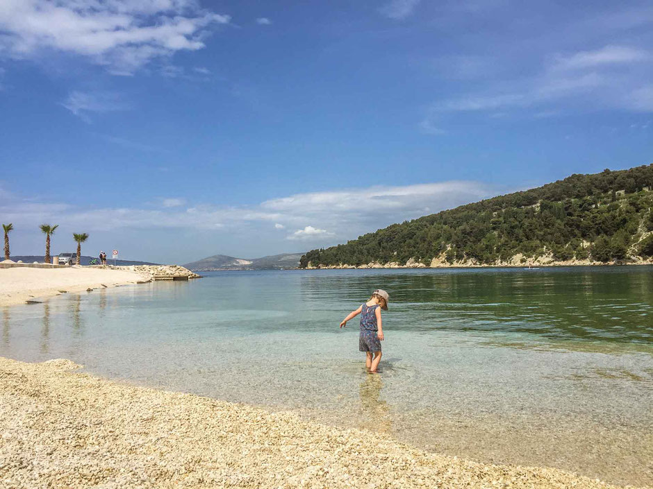Kasjuni Beach in Split Croatia with kids