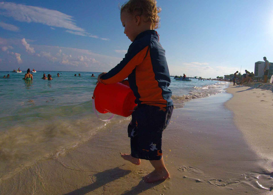 6 Best Public Family Beaches in Playa del Carmen - Off Resort - Playa Mamitas - Pails of Water