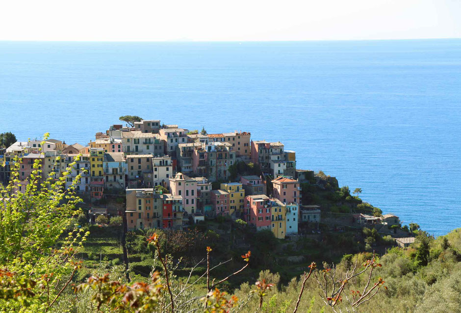 How to Hike Cinque Terre with Kids - Corniglia to Vernazza - Elevated View of Corniglia