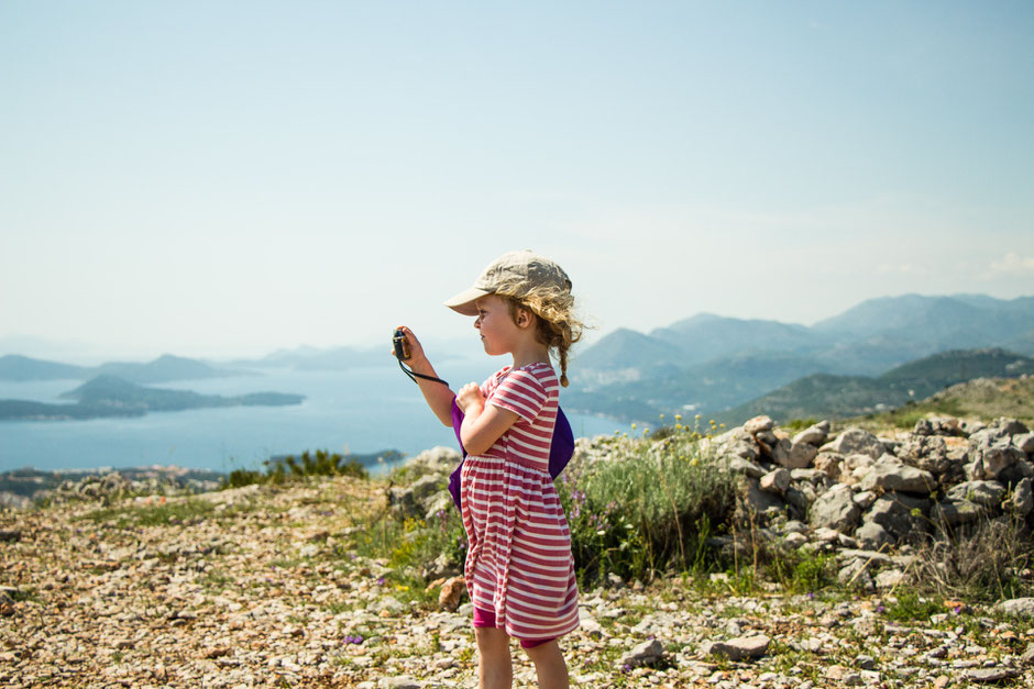 View at the top of Mount Srd in Dubrovnik, Croatia with Kids