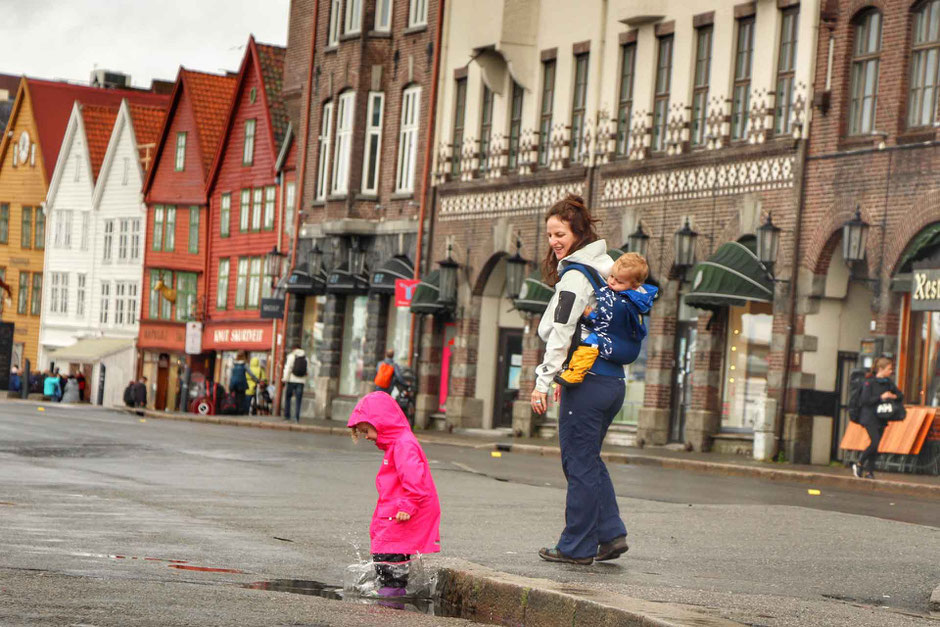 Bryggen in Bergen Norway with kids