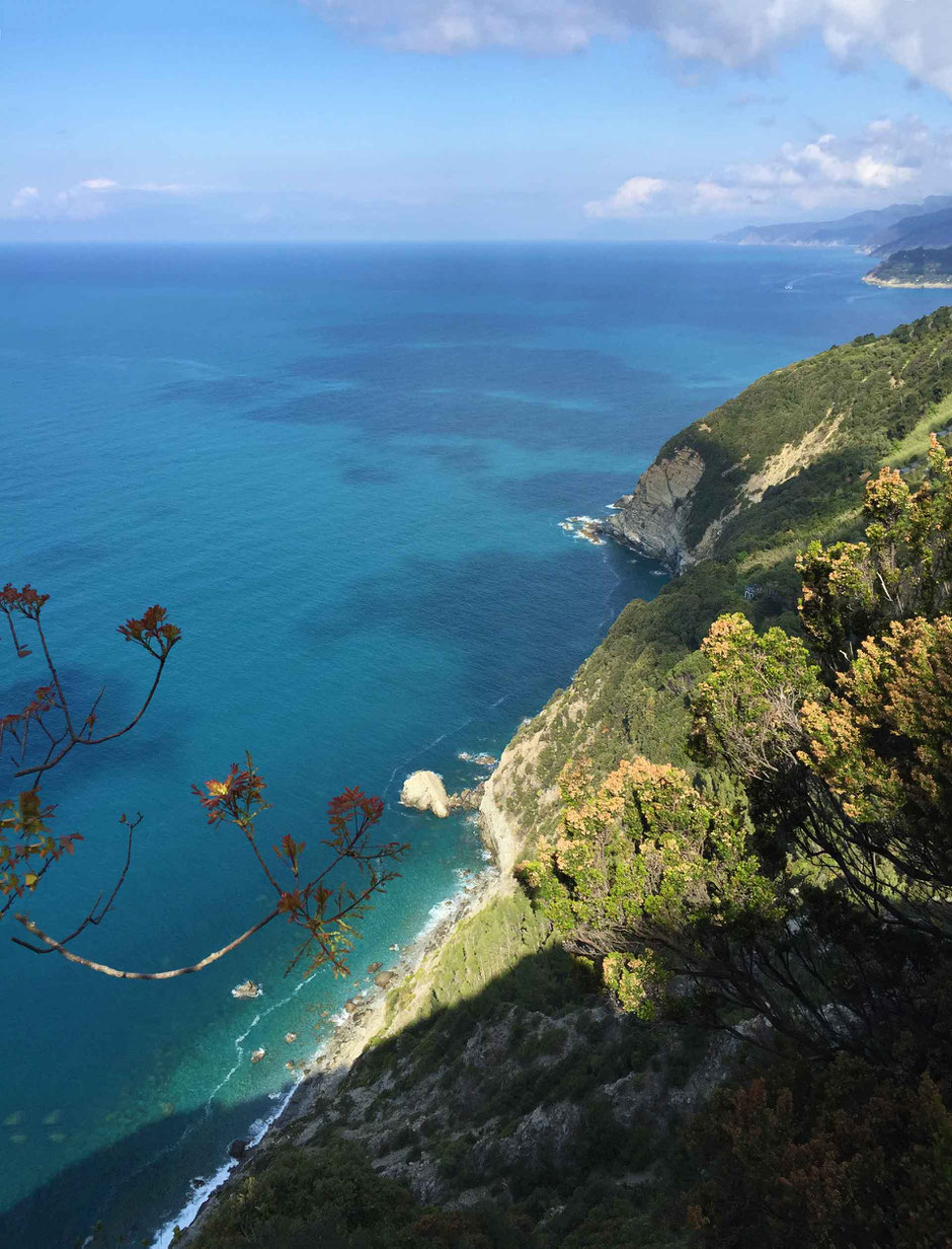 How to Hike Cinque Terre with Kids - Levanto to Monterosso - just look at the blue color of the Ligurian Sea
