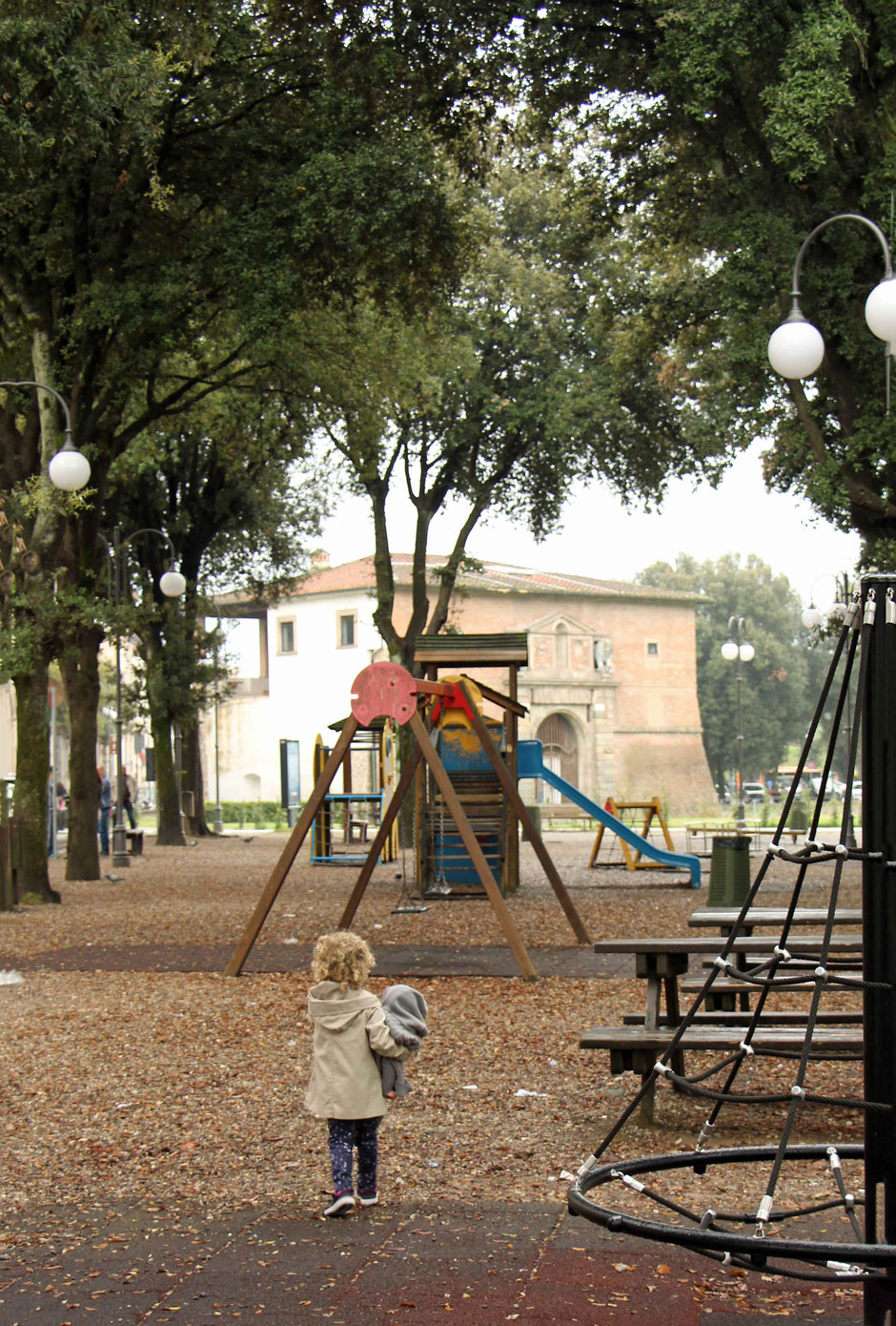 Playground in Lucca Italy - travel with kids