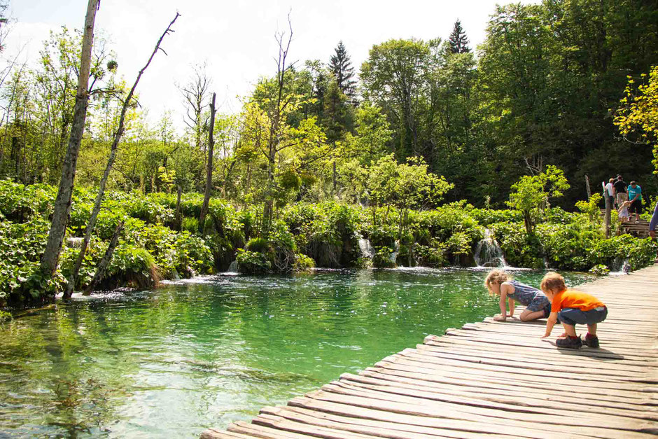Small kids at Plitvice Lakes National Park