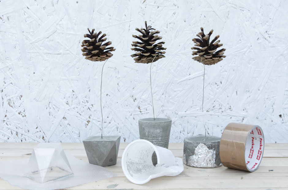 Floating pine cone DIY a PASiNGA tutorial featuring three different concrete base designs