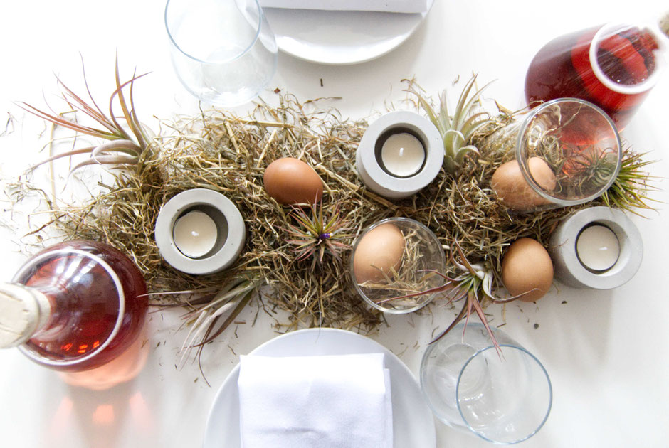 Easter Centrepiece Inspiration With Straw, Air Plants and Concrete By PASiNGA design