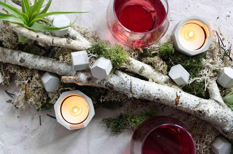 Late Summer Table Decor Diy, Party Centrepieces With Air Plants & Geometric Concrete