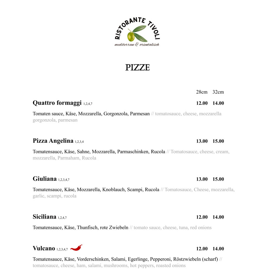 Hier ein Auszug aus unserer sehr umfangreichen Speisen- und ...