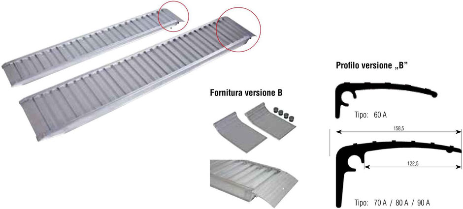 Rampe di Accesso Profi in Alluminio Per Carichi Pesanti, Profilo Versione B