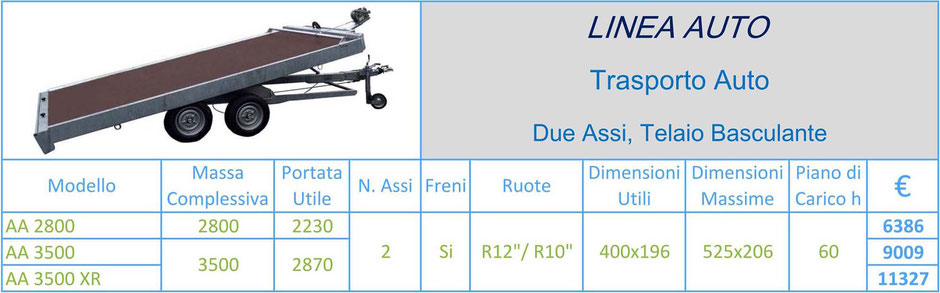 Rimorchi Trasporto Auto, Linea Auto, AA 2800, AA 3500, AA 3500 XR