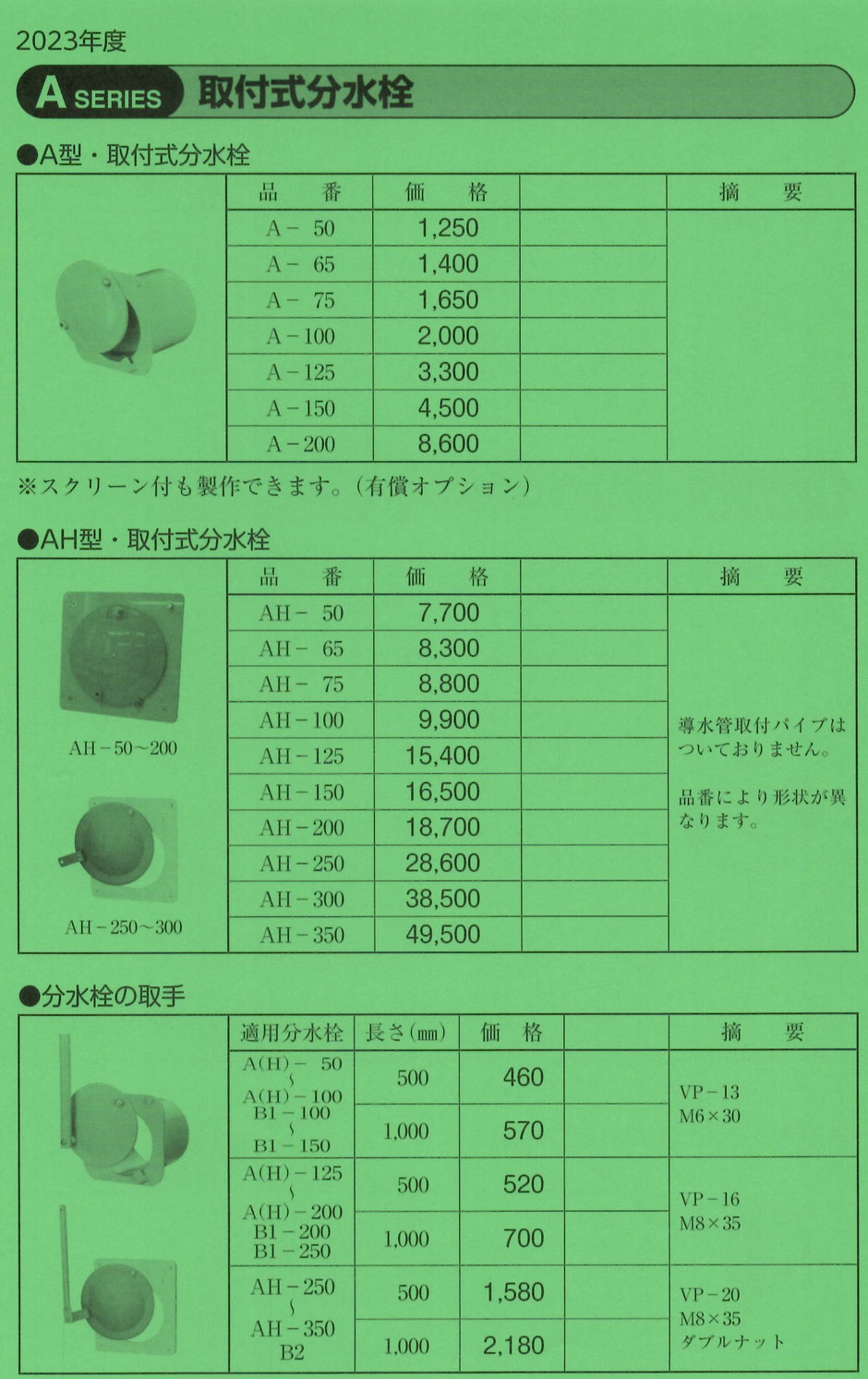 農業用水路に取り付けられる、様々な分水栓をご紹介するページです