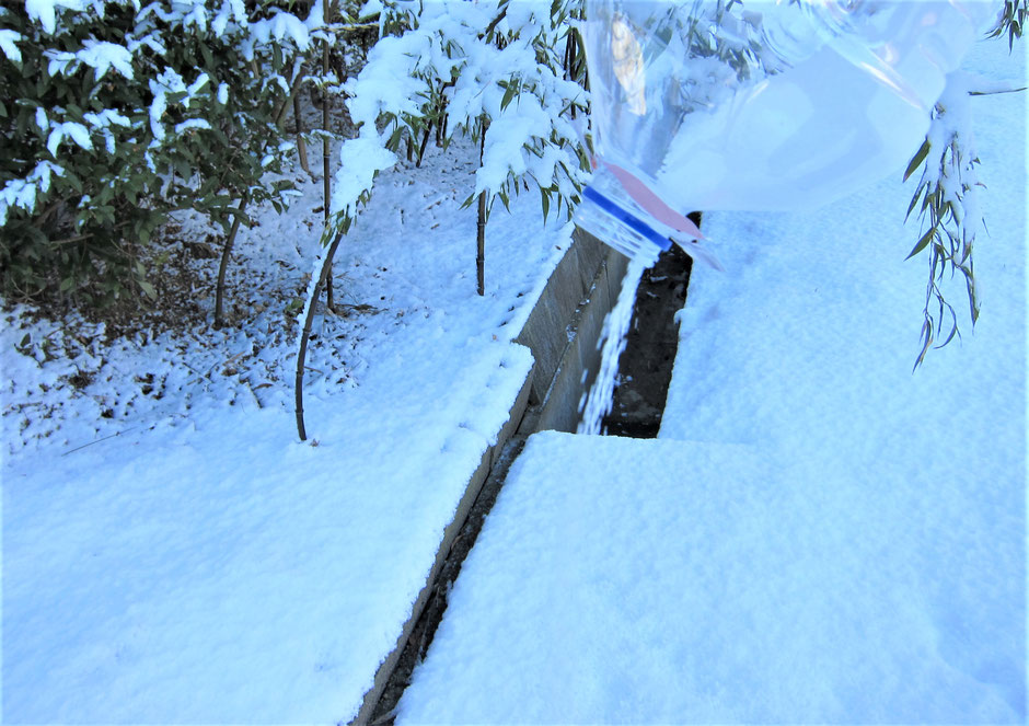 錆びない・環境に優しい・すぐ効く・長く効く「雪解け一番手」と尿素との効果比較写真