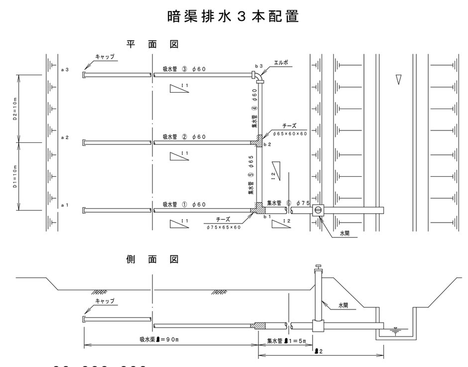 暗渠　暗きょ　暗渠施工　どうしたらいい暗渠　暗渠の施工　水甲　水甲設置　おしえて暗渠　暗渠埋設　暗渠パイプ設置　水甲設置　暗渠管