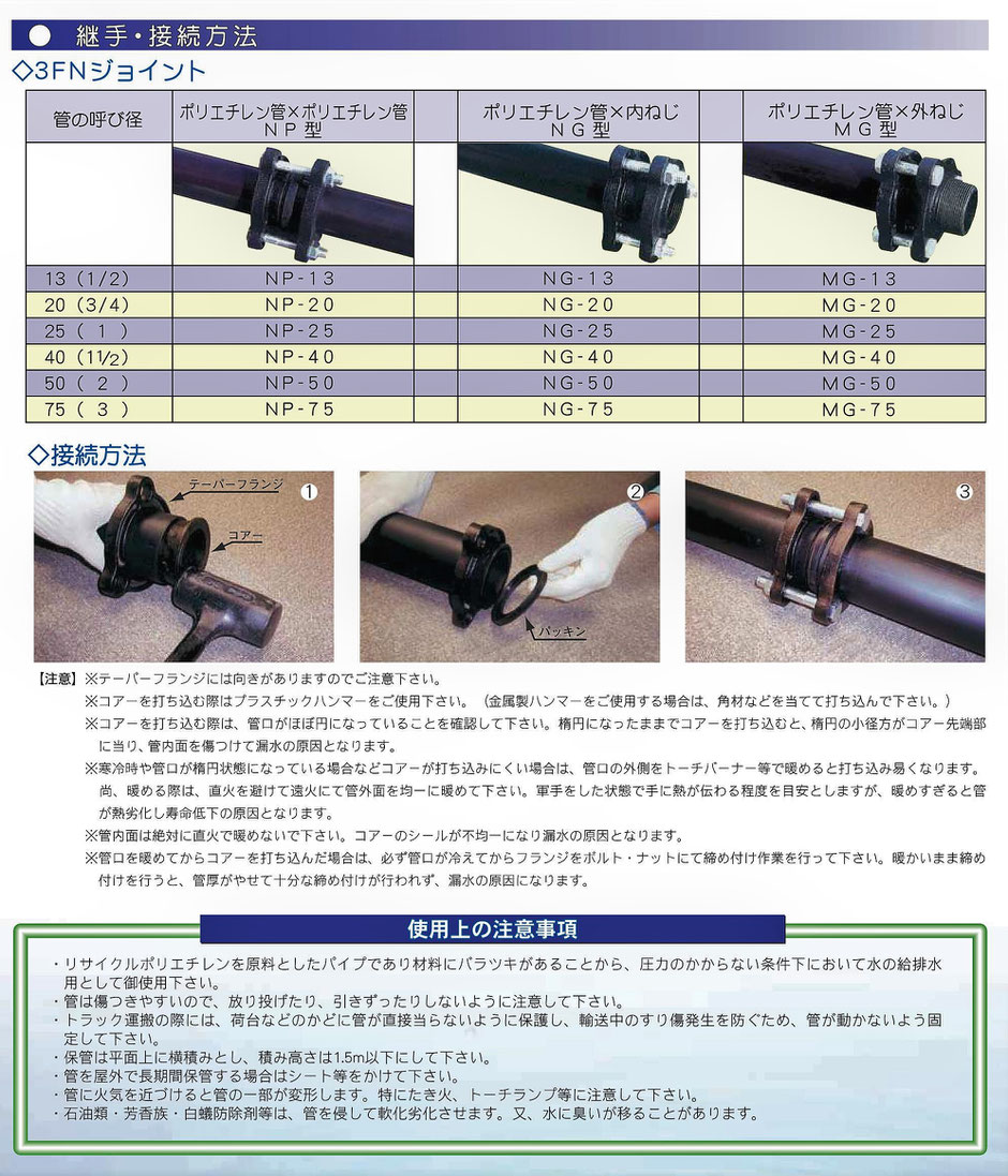 水を、井戸や小川・河川・池・沼地などからポンプで汲み上げ、他の場所へ送る時に使われるポリエチレンパイプのご紹介です。