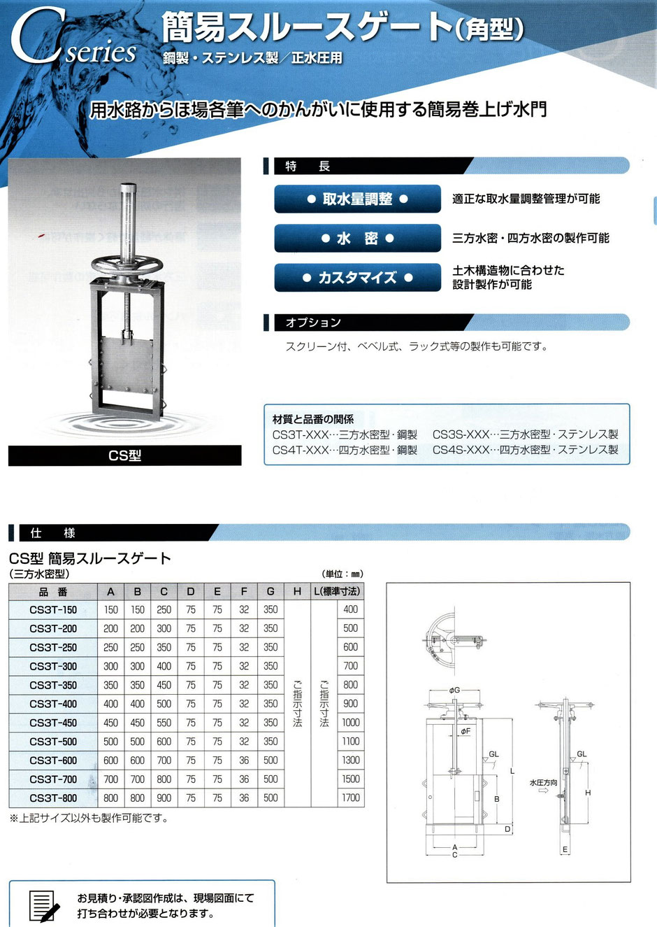 水を、田んぼへ引き込む時に使用する取水線のご紹介です。一般的に、コンクリート製の用水路から田んぼへ水を流すと時に、手軽に水を調整したい時に使用すると便利です。ほかに、色々なタイプを写真付きでご紹介しています。