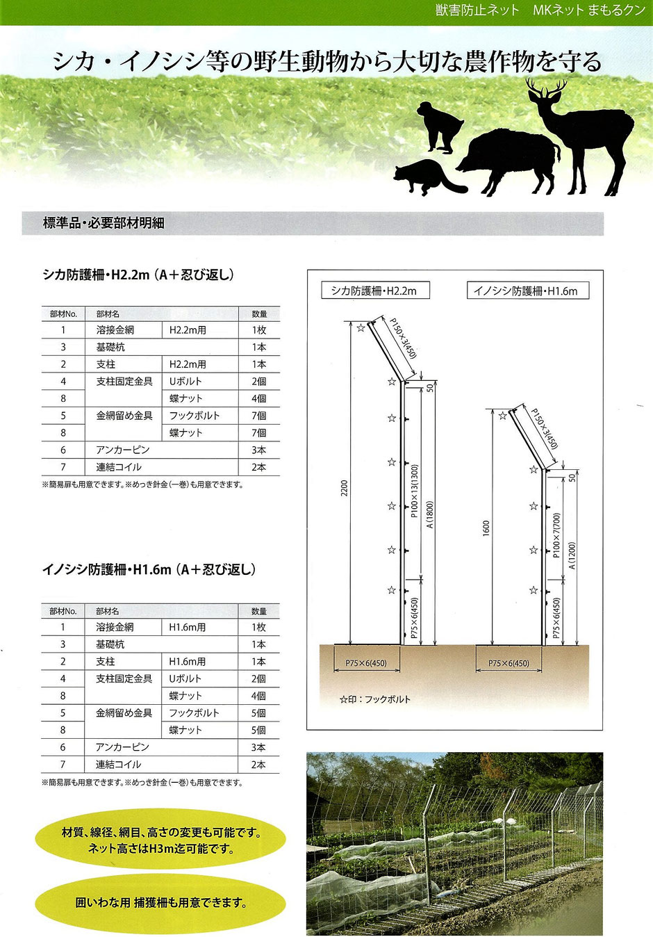 格安な、防護フェンス(防止柵)をご紹介するページです。太陽光発電設備や自宅・工場・倉庫などの大切な建物や施設を、不審者やいのしし・鹿・たぬき・きつねなどの野獣から守ります。