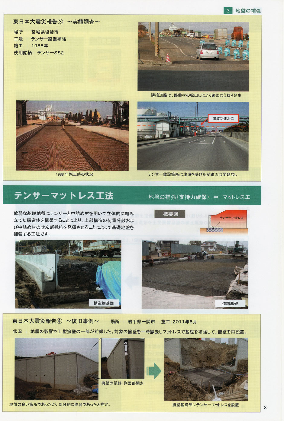 道路資材　災害復旧　土木資材　道路復旧工事　防災資材　地震に耐える資材　のり面崩壊　崖崩れ　災害から早く復旧　災害　震災