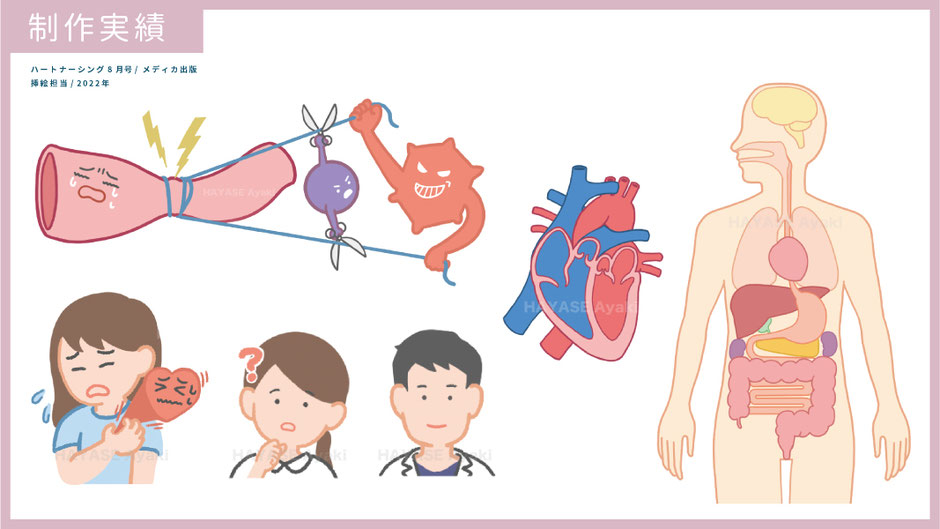 看護　医療　医療現場　循環器　心疾患　心臓　薬剤　解剖　医者　看護師　健康　ヘルスケア　教科書　テキスト　挿絵　雑誌　