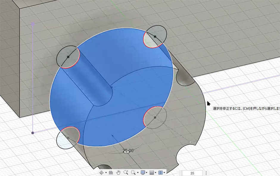 Autodesk Fusion 円形状パターン 押し出し