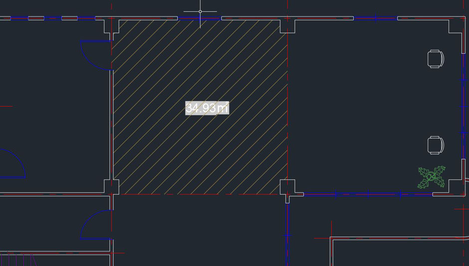 AutoCAD ハッチング 建築図面 部屋 面積 フィールド