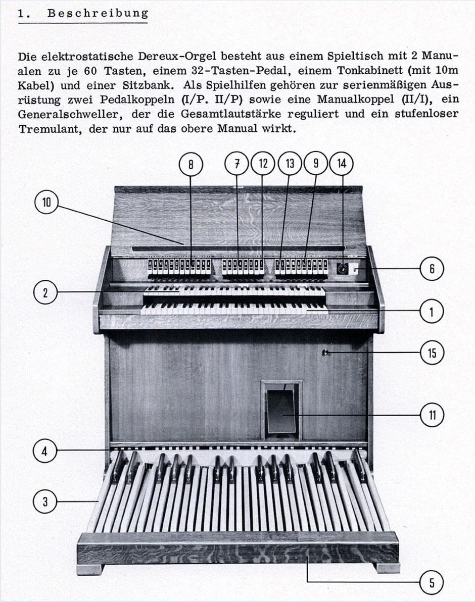 Une page du manuel allemand publié par Steinway & Sons, vers 1970.